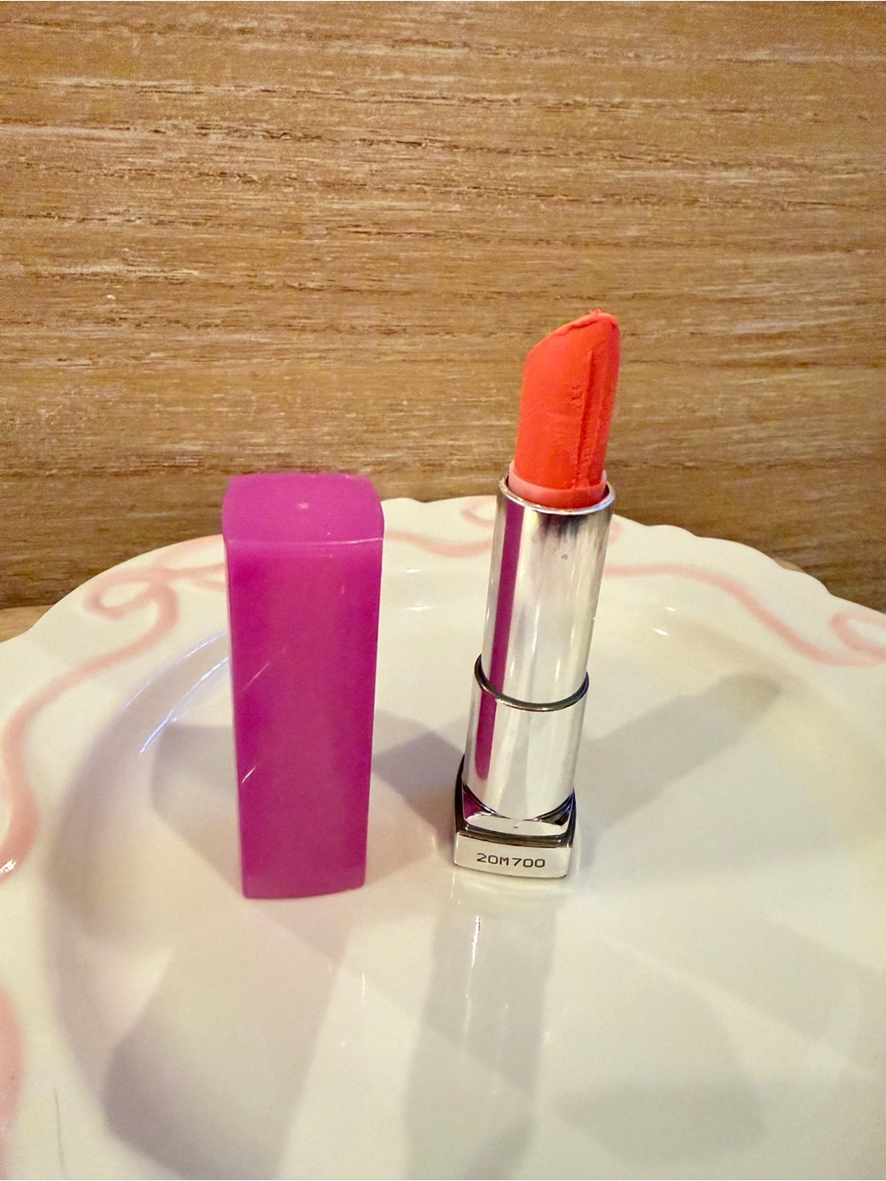 Maybelline Cream Lipstick in Bright Orange with Pink Cap